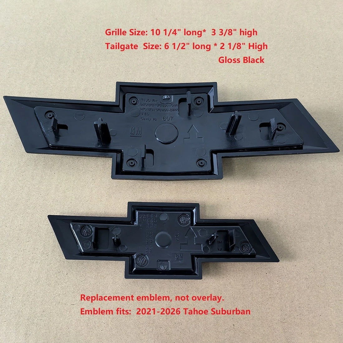 Grille & Tailgate Bowtie Emblem Badge for 2021-2026 Tahoe Suburban (Chrome / Gloss Black) 2-pack